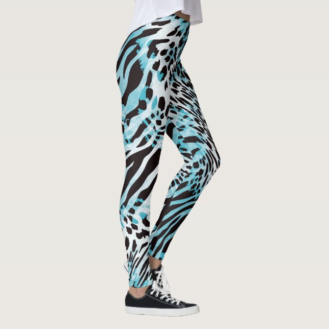 Abstrakten Turcos Zebra tryck Leggings (Höger)