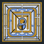 Abstrakten Uggla - Blue and Guld Art Deco Poster<br><div class="desc">En abstrakt,  geometrisk bild av en uggla,  rik i Art Deco stil med ett harmoniskt blått och guld färg-system.</div>