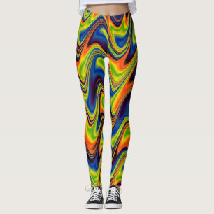 Abstrakten vågigt Multifärgad Leggings