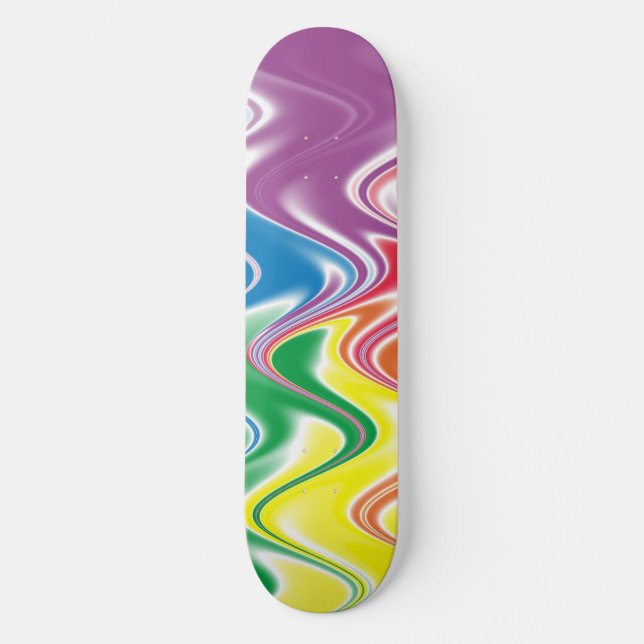 Abstrakten vågigt Multifärgad Mini Skateboard Bräda 18,5 Cm (Framsida)