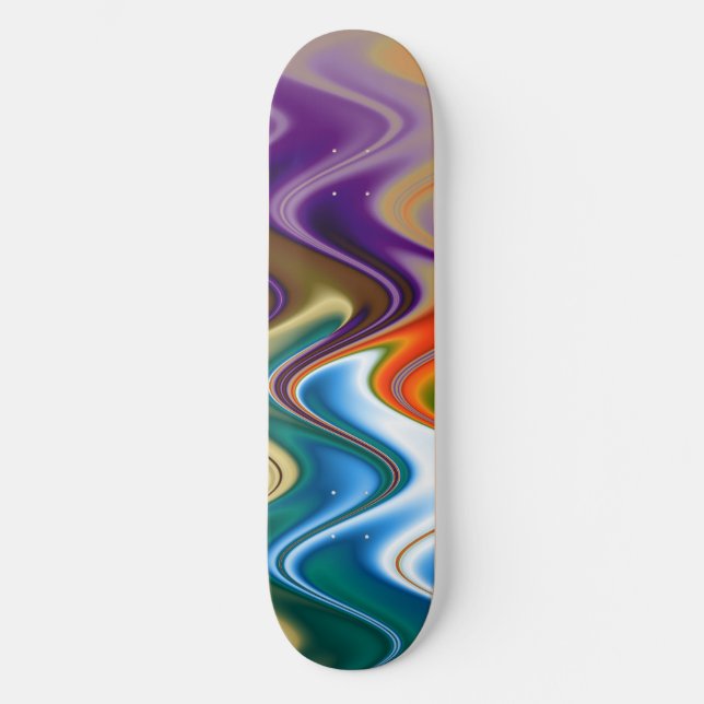 Abstrakten vågigt Multifärgad Mini Skateboard Bräda 18,5 Cm (Framsida)