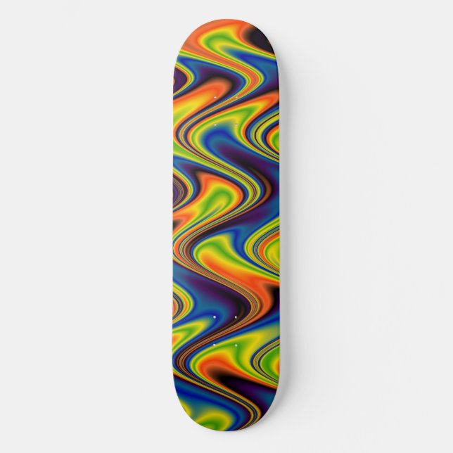 Abstrakten vågigt Multifärgad Mini Skateboard Bräda 18,5 Cm (Framsida)