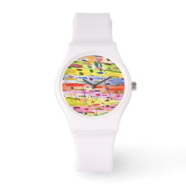 Abstrakten Vattenfärg i Linjer Armbandsur