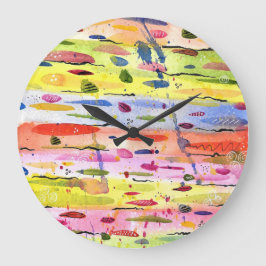 Abstrakten Vattenfärg i Linjer Stor Klocka