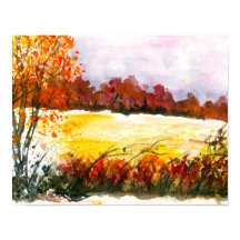 Abstrakten Vattenfärg Ligcape Art Höst Träd