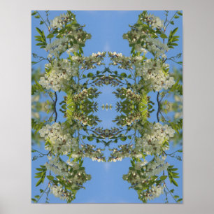 Abstrakten Vita golvblommor för Blommar Poster