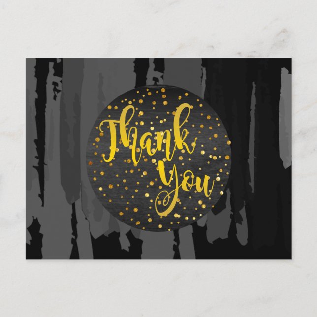 Abstrakten Watercolor Black Guld Tack Vykort (Framsida)