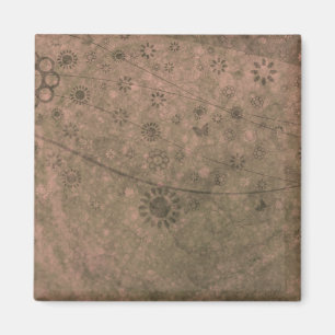Abstrakten Watermelon Retro Flowers och Butterflie Magnet
