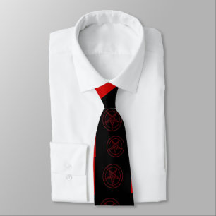 Abstrakten Wave Baphomet Neck Tie {Red} Slips