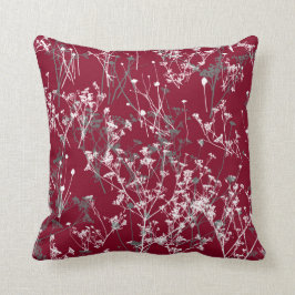 Abstrakten Wildblommor Burgundy Grått med modern E Kudde