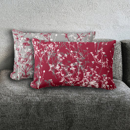 Abstrakten Wildblommor Burgundy Grått med modern E Lumbarkudde