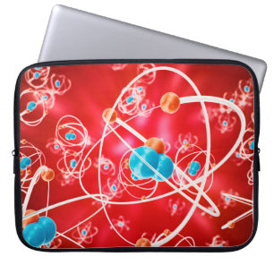 Abstraktens atombakgrund, kemi-modellens molekylba laptop fodral