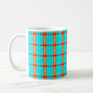 abstraktens bakgrund   flerfärgad gingham mönster kaffemugg