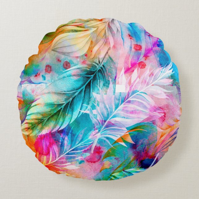 Abstraktens bakgrund för vattenfärgsfläckar och -b rund kudde (Framsidan)