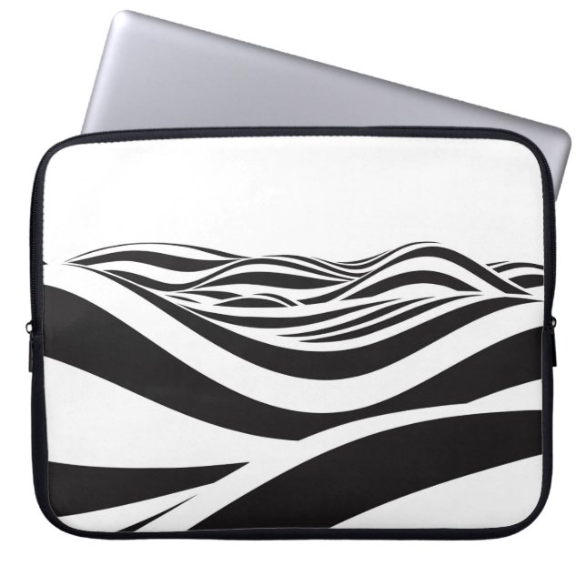 Abstraktens bakgrund i vågar. Optisk 3D-illusion- Laptop Fodral (Framsidan)