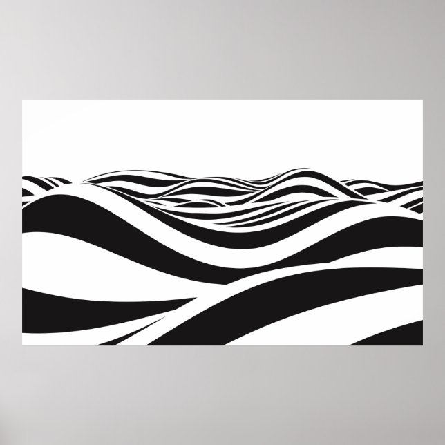 Abstraktens bakgrund i vågar. Optisk 3D-illusion- Poster (Framsidan)
