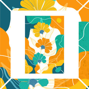 Abstraktens bakgrund med blommor poster