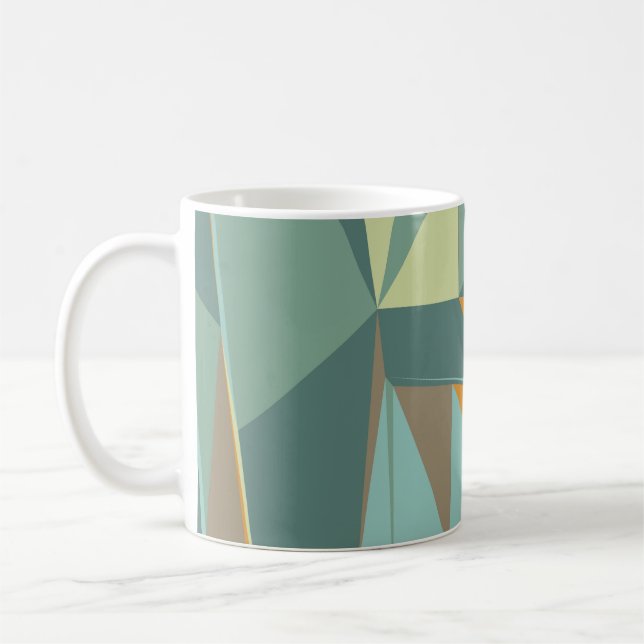 Abstraktens bakgrund med färgstark trianglesabstra kaffemugg (Vänster)