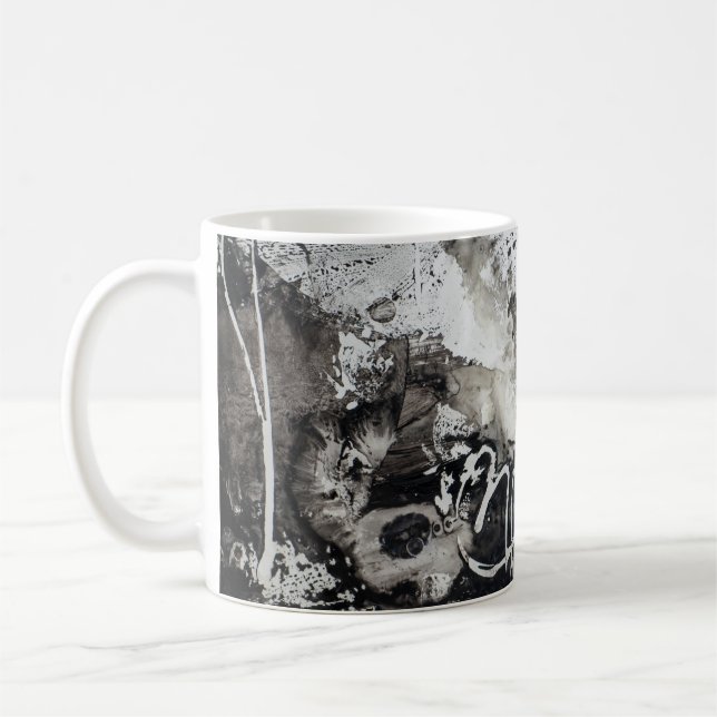 Abstraktens bakgrund svart och vit kaffemugg (Vänster)