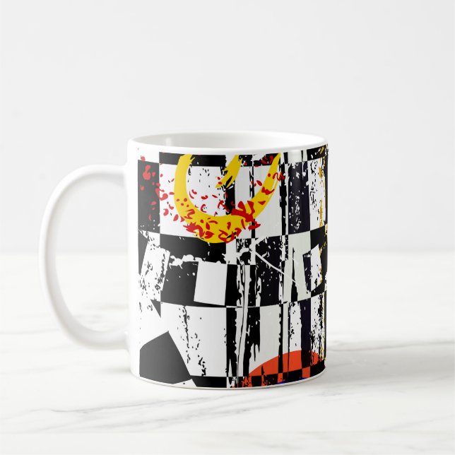 abstraktens bakgrundskomposition, med linjer, spl kaffemugg (Vänster)