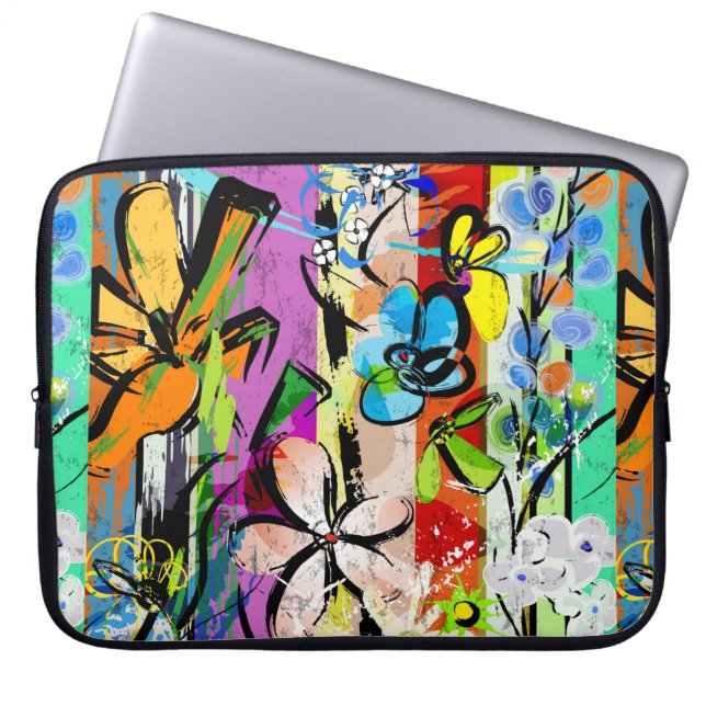 abstraktens bakgrundssammansättning med blommor, m laptop fodral (Framsidan)