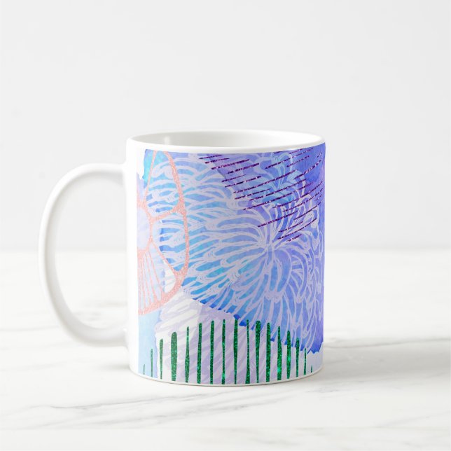Abstraktens bakgrundsvattenfärg kaffemugg (Vänster)