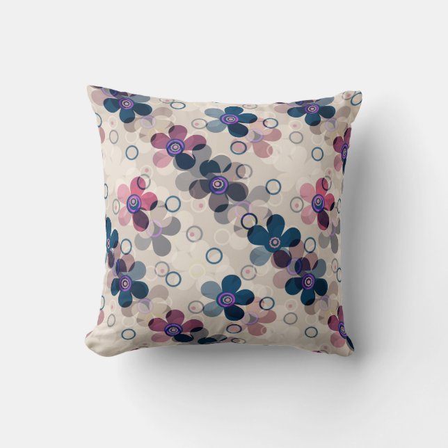 Abstraktens barn, söt tecknad blommor blommigt ret kudde (Framsida)
