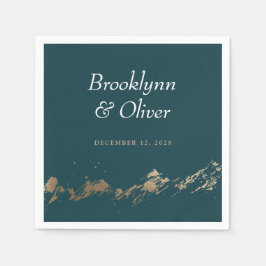 Abstraktens berg Mörk grönt & Guld Spara datum Pappersservett