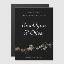 Abstraktens berg Mörk grönt Spara datum magneter