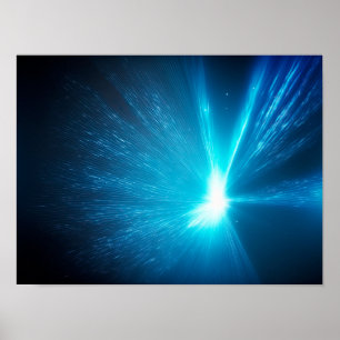 Abstraktens blå bakgrund med ljusstrålar poster