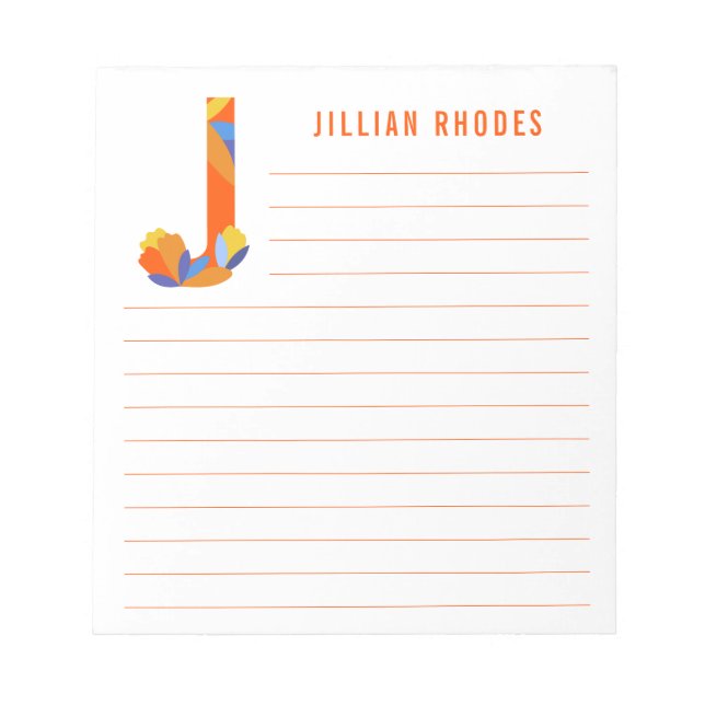 Abstraktens Blommigt Alfabet Längst Anteckningsblock (Framsida)