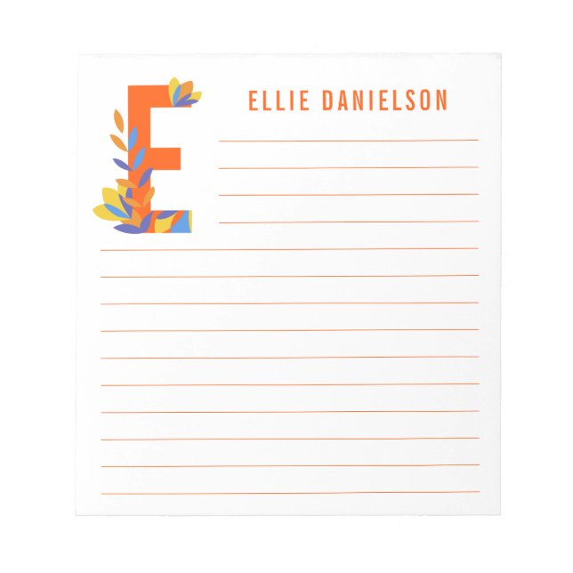 Abstraktens Blommigt Alphabet Led Anteckningsblock (Framsida)