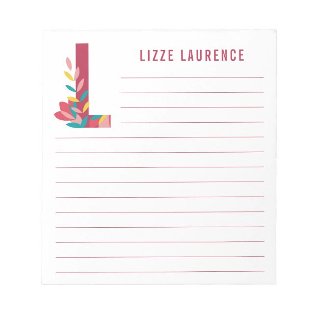 Abstraktens Blommigt Alphabet Led Anteckningsblock (Framsida)