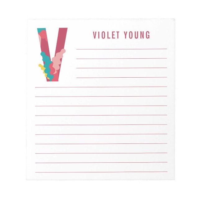 Abstraktens Blommigt Alphabet Led Anteckningsblock (Framsida)