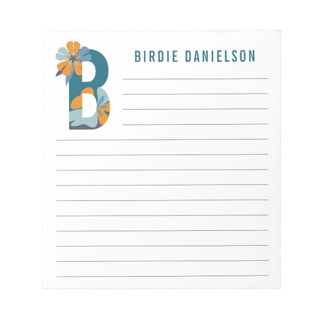 Abstraktens Blommigt Alphabet Led Anteckningsblock (Framsida)