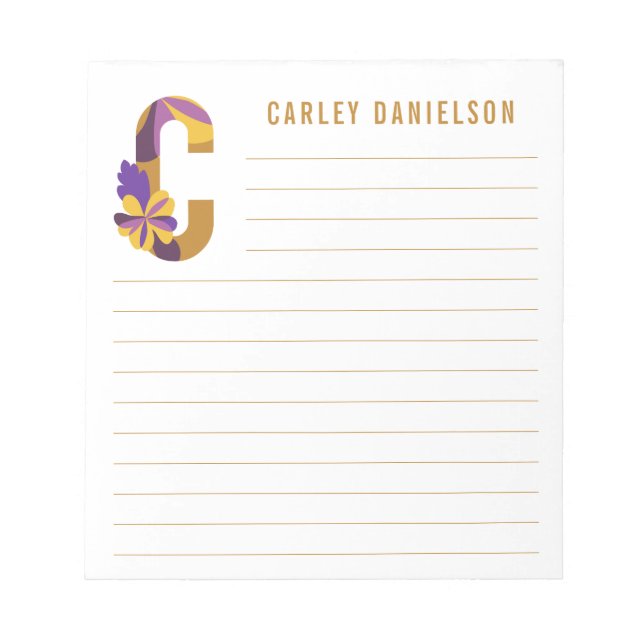 Abstraktens Blommigt Alphabet Led Anteckningsblock (Framsida)