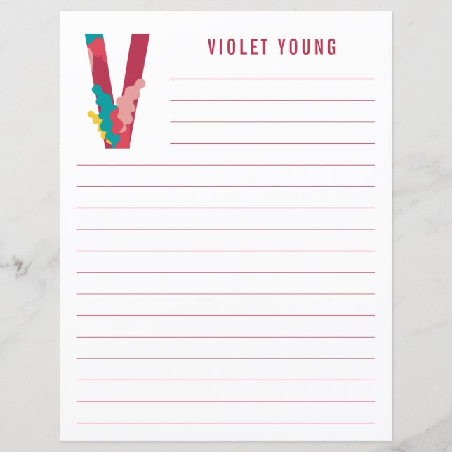 Abstraktens Blommigt Alphabet Led Papper (Framsida)