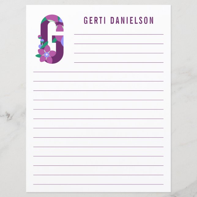 Abstraktens Blommigt Alphabet Led Papper (Framsida)