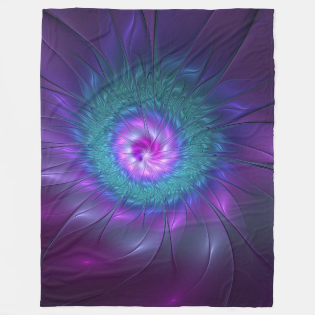 Abstraktens Blommigt Beauty Colorful Fractal Art F Fleecefilt (Framsidan)