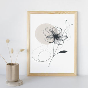 Abstraktens Blommigt: Minimalistisk Bläck-blomning Poster