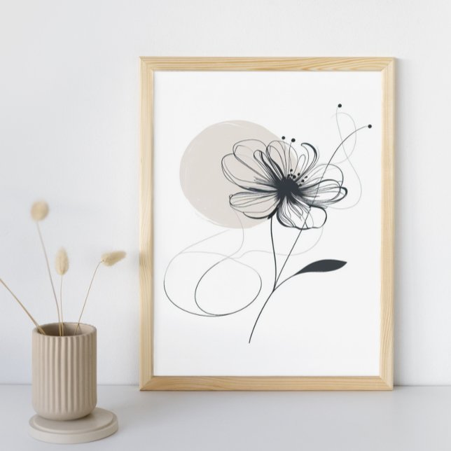 Abstraktens Blommigt: Minimalistisk Bläck-blomning Poster (Skapare uppladdad)