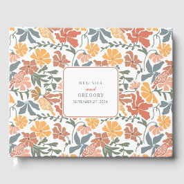 Abstraktens Blommigt och fåglarnas moderna Bröllop Gästböcker