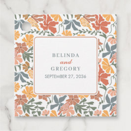 Abstraktens Blommigt och fåglarnas moderna Bröllop Gåvor Etiketter