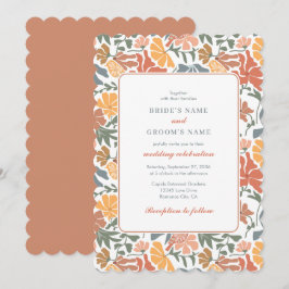 Abstraktens Blommigt och fåglarnas moderna Bröllop Inbjudningar