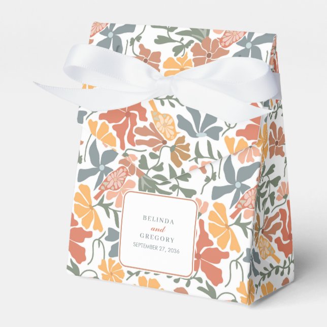 Abstraktens Blommigt och fåglarnas moderna Bröllop Presentaskar (Framsidan Sidan)