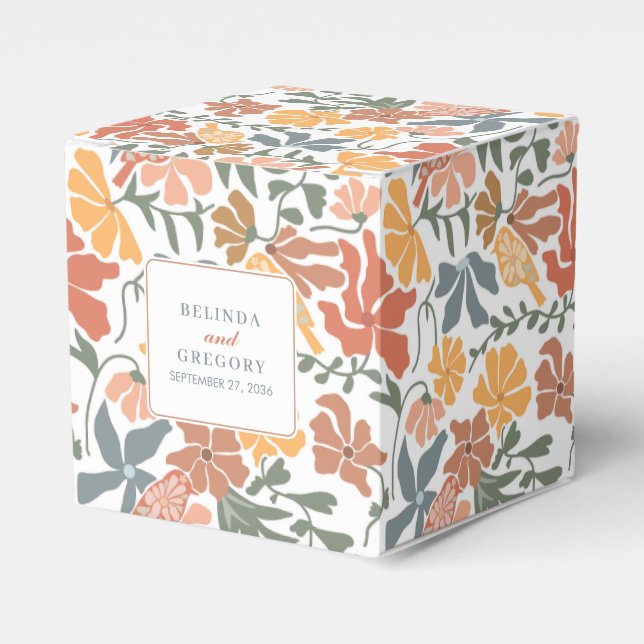 Abstraktens Blommigt och fåglarnas moderna Bröllop Presentaskar (Framsidan Sidan)