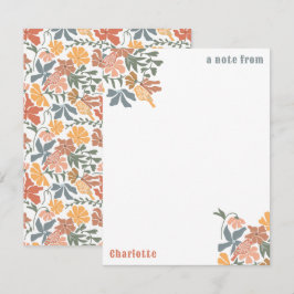 Abstraktens Blommigt och fåglarnas moderna Mönster Anteckningskort