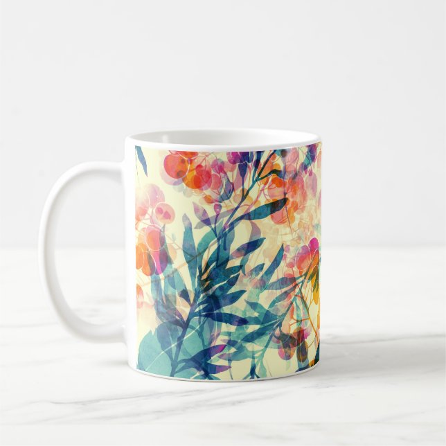 Abstraktens blommigt: örter, blommor mönster. kaffemugg (Vänster)