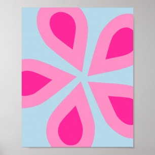 Abstraktens Blommigt Rosa och blått Poster