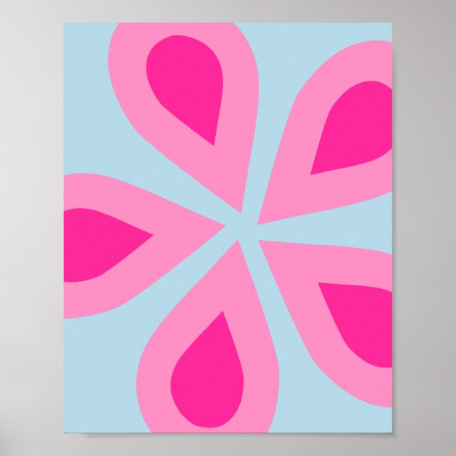 Abstraktens Blommigt Rosa och blått Poster (Framsidan)